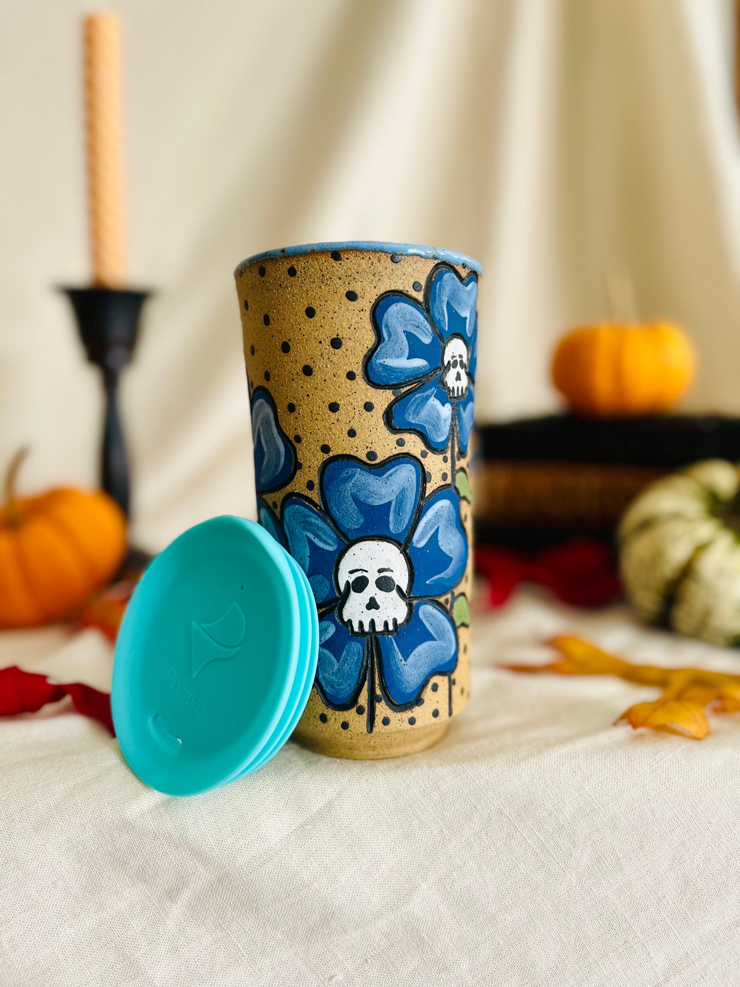 Skull Flowers Travel Cup