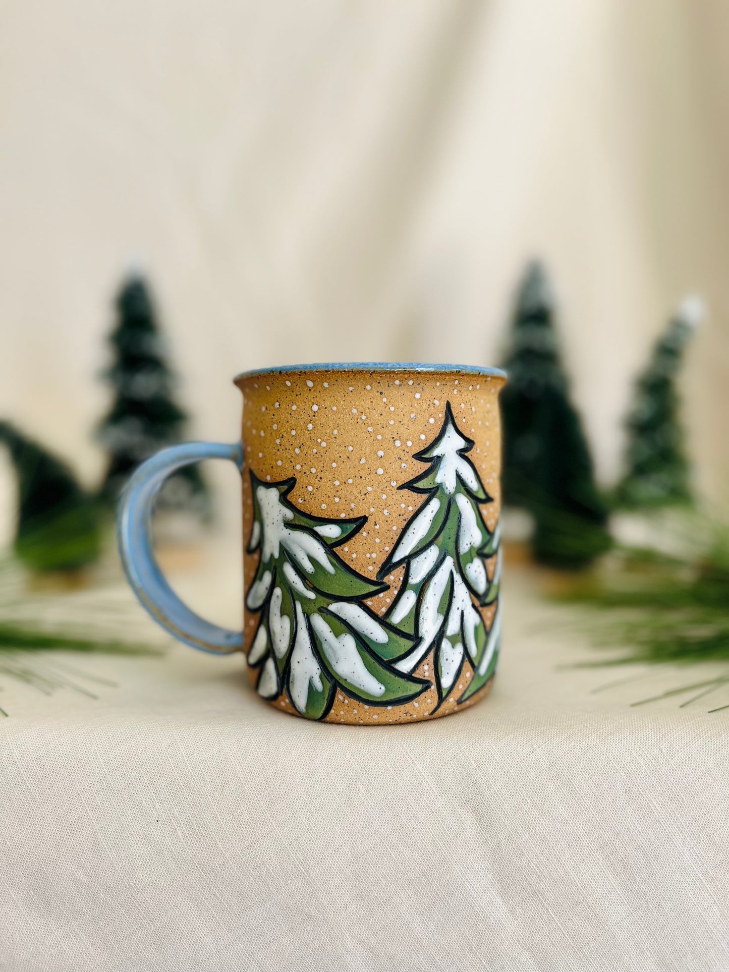 Snowy Forest Mug: frosted blue