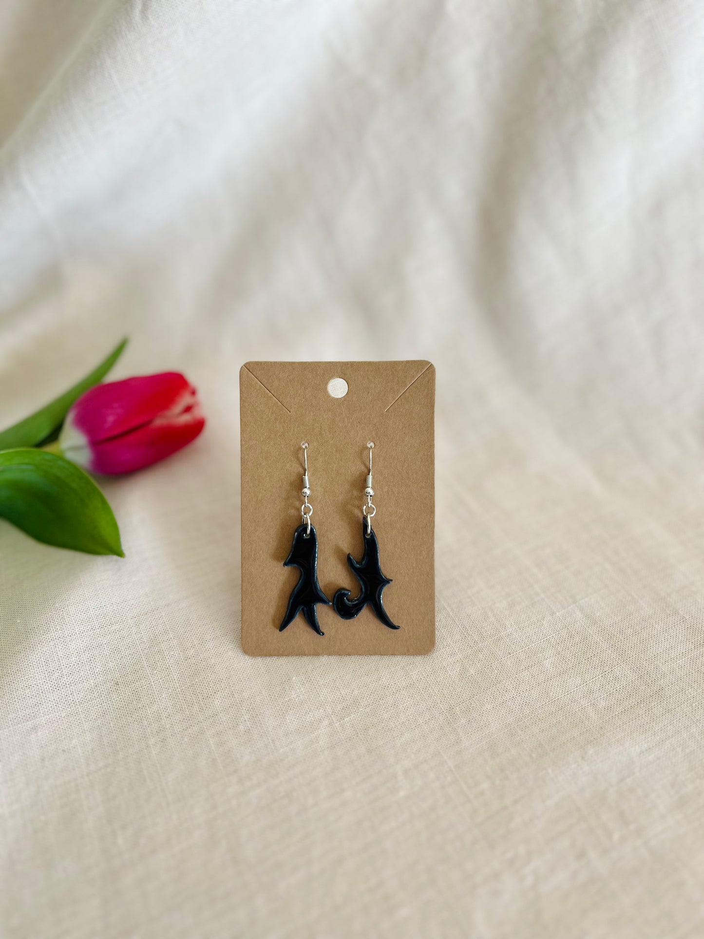 Earrings: black tribal (dangle)