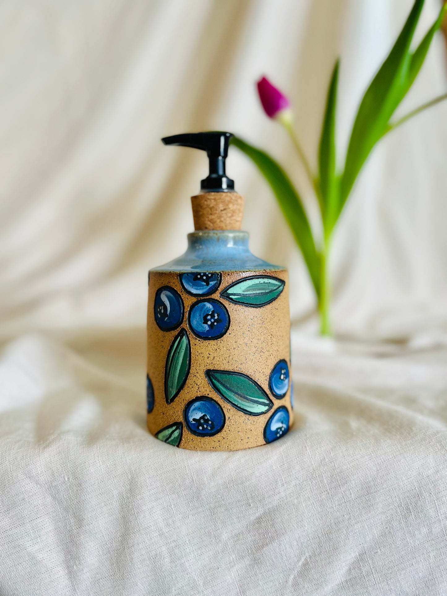 Blueberry Soap Dispenser: bare clay