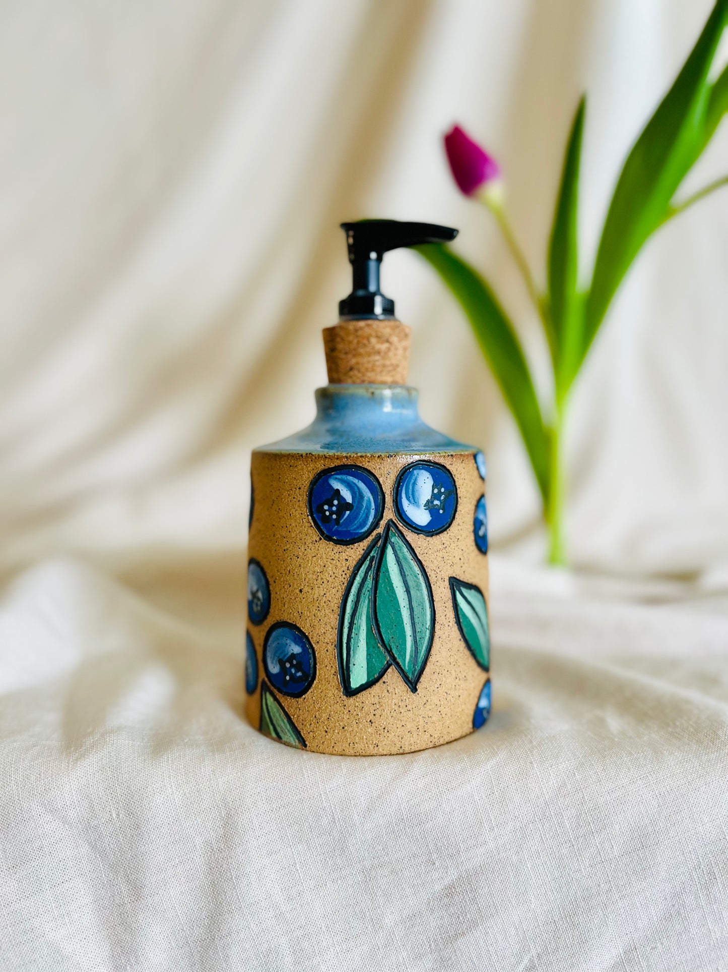 Blueberry Soap Dispenser: bare clay