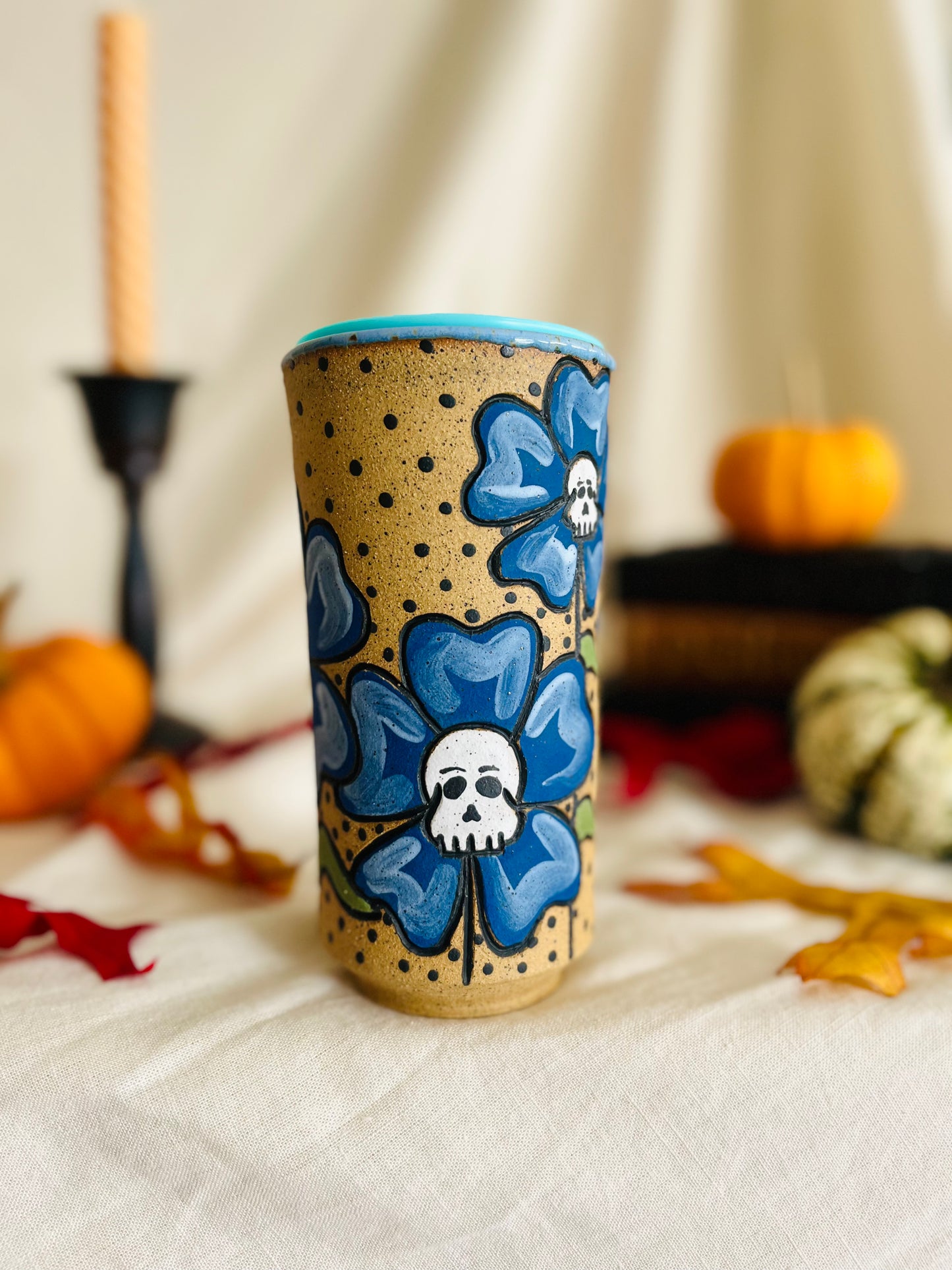 Skull Flowers Travel Cup
