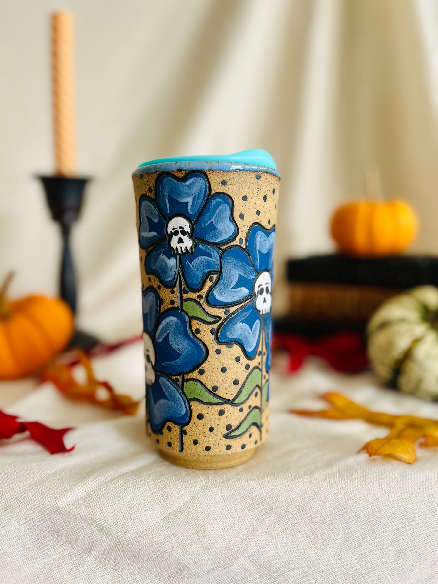Skull Flowers Travel Cup