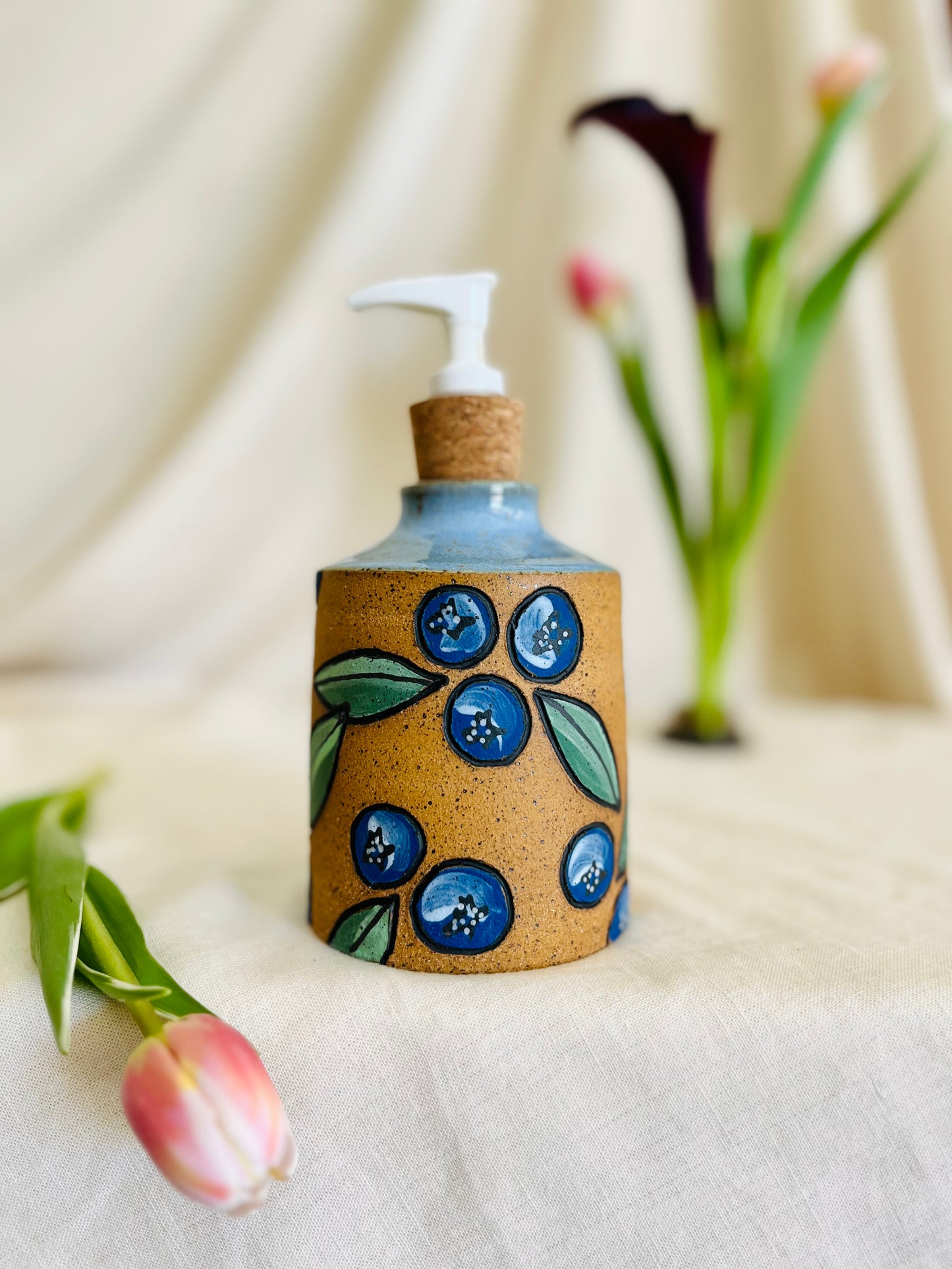 Blueberry Soap Dispenser: bare clay