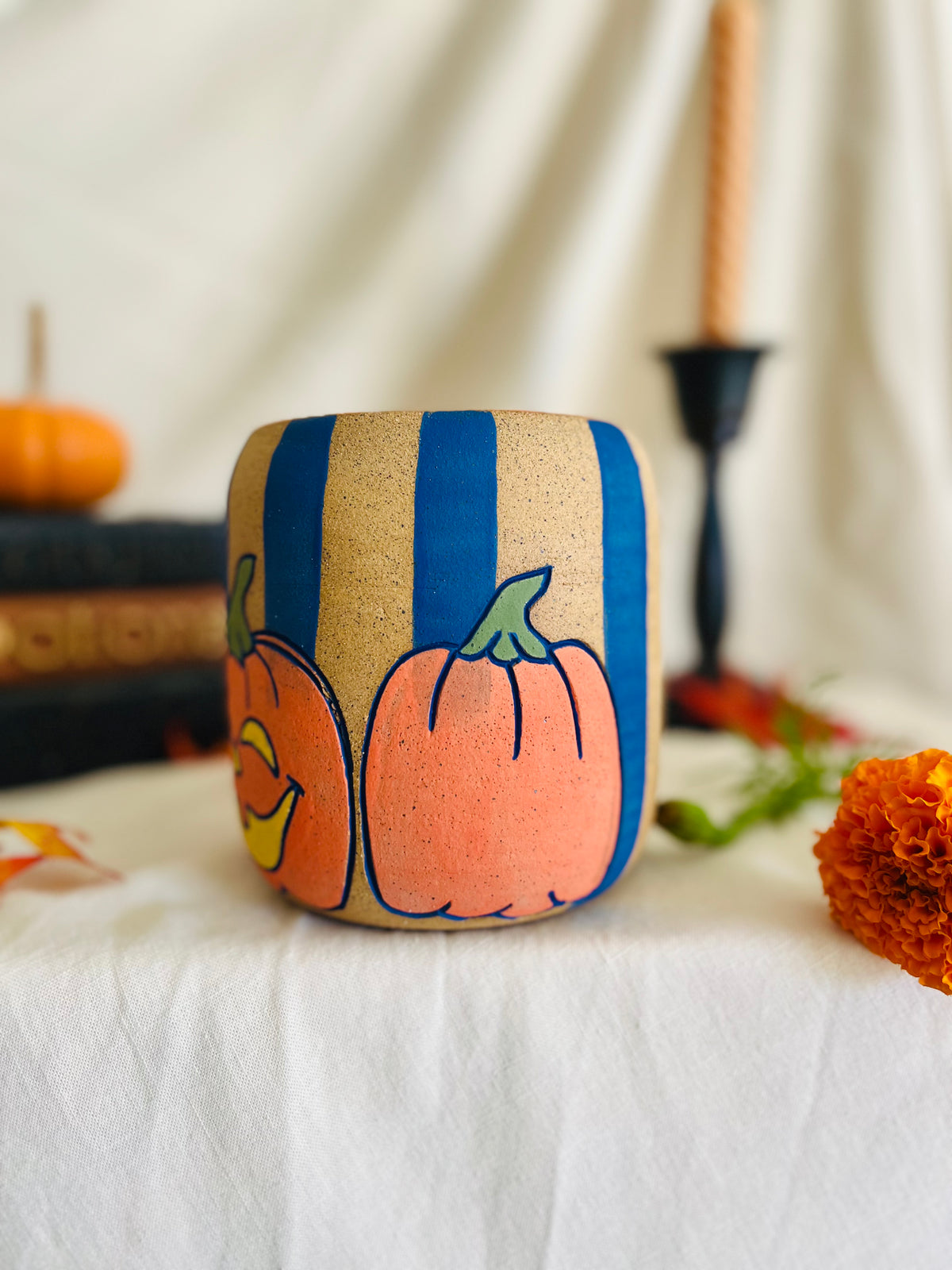 Pumpkin Stripe Utensil Vase