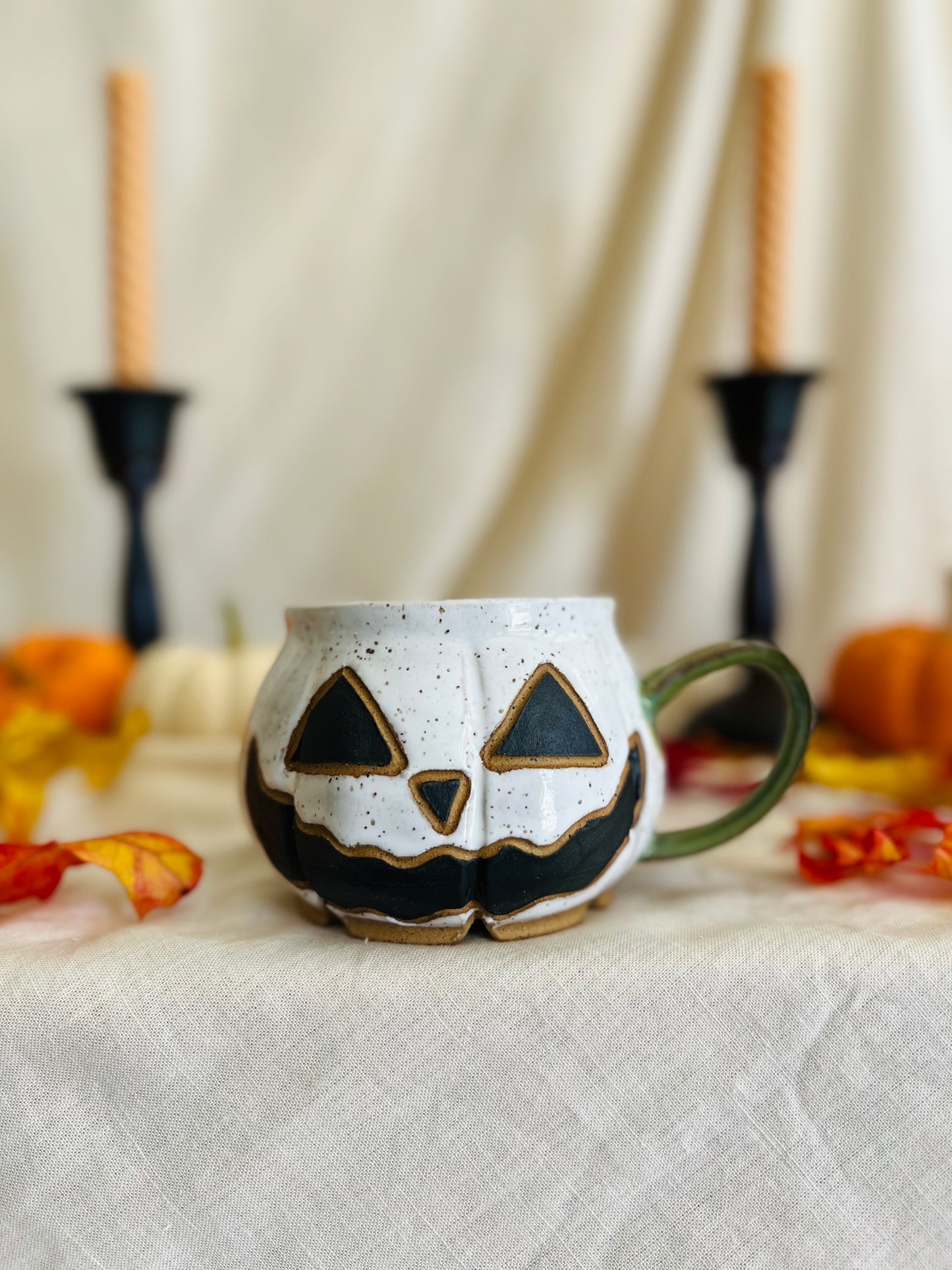 Pumpkin Mug: Spooky White Jack o' Lantern 4