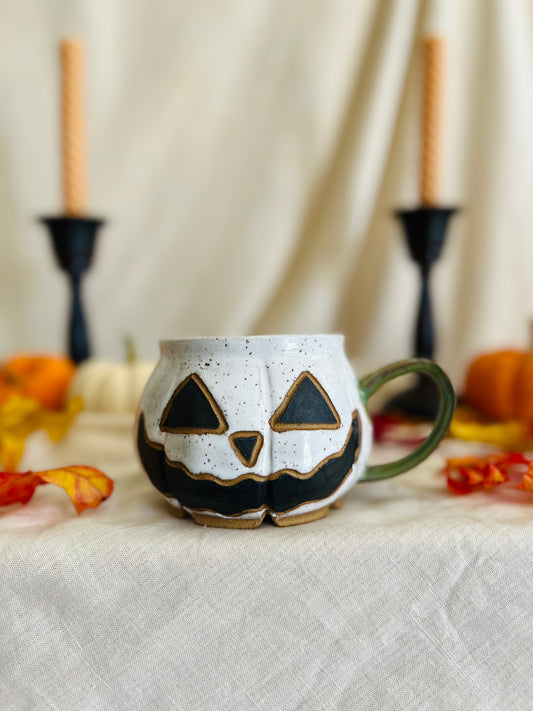 Pumpkin Mug: Spooky White Jack o' Lantern 4