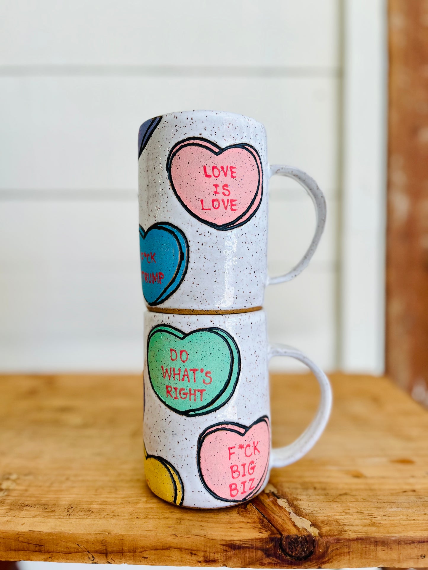 'Not To Get Political' Conversation Hearts Mug: PREORDER