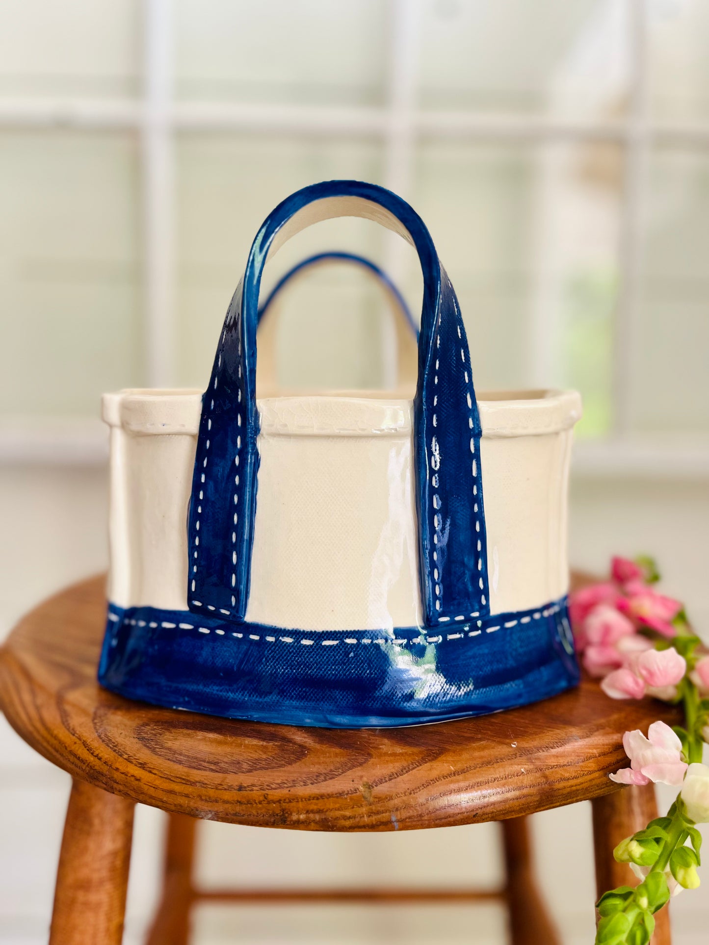 Tote Bag Planter: medium blue