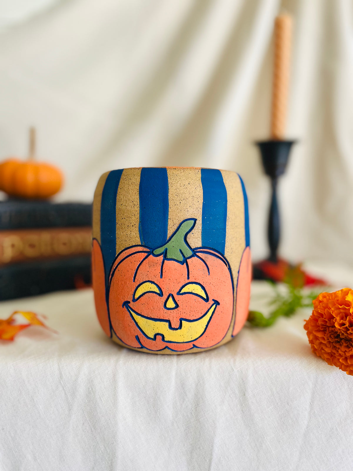 Pumpkin Stripe Utensil Vase