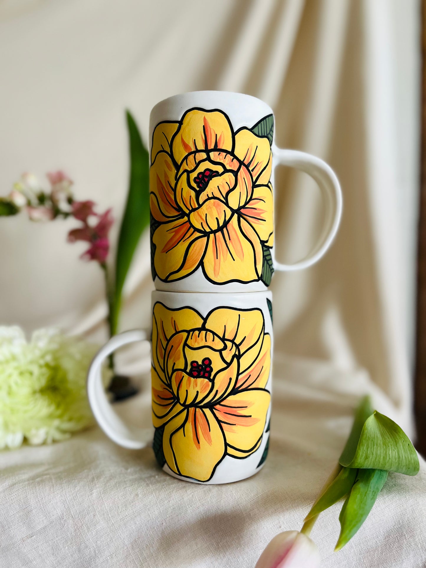 Peony Mug: yellow