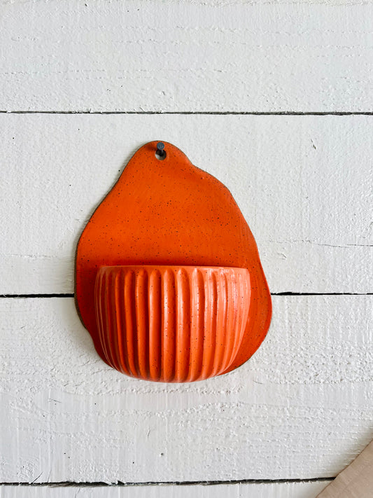Wall Hanging Planter: matte orange