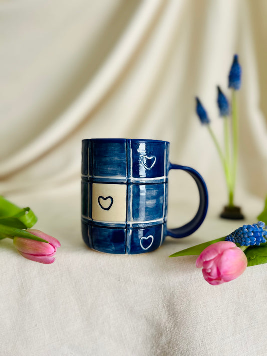 Denim Gingham Love Mug