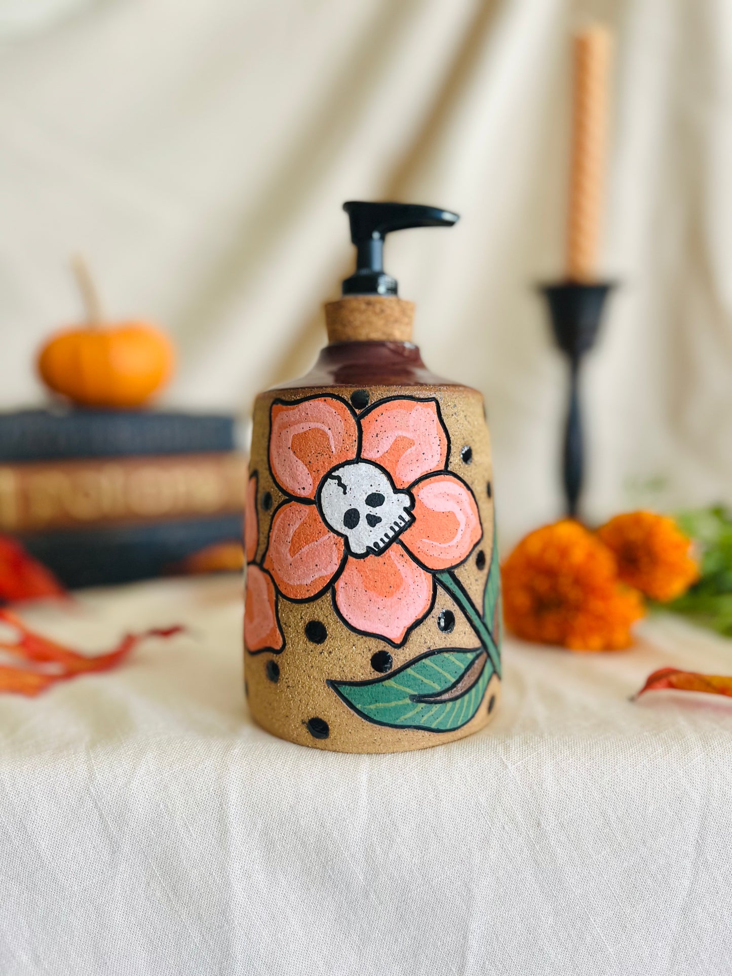 Skull Flower Soap Dispenser