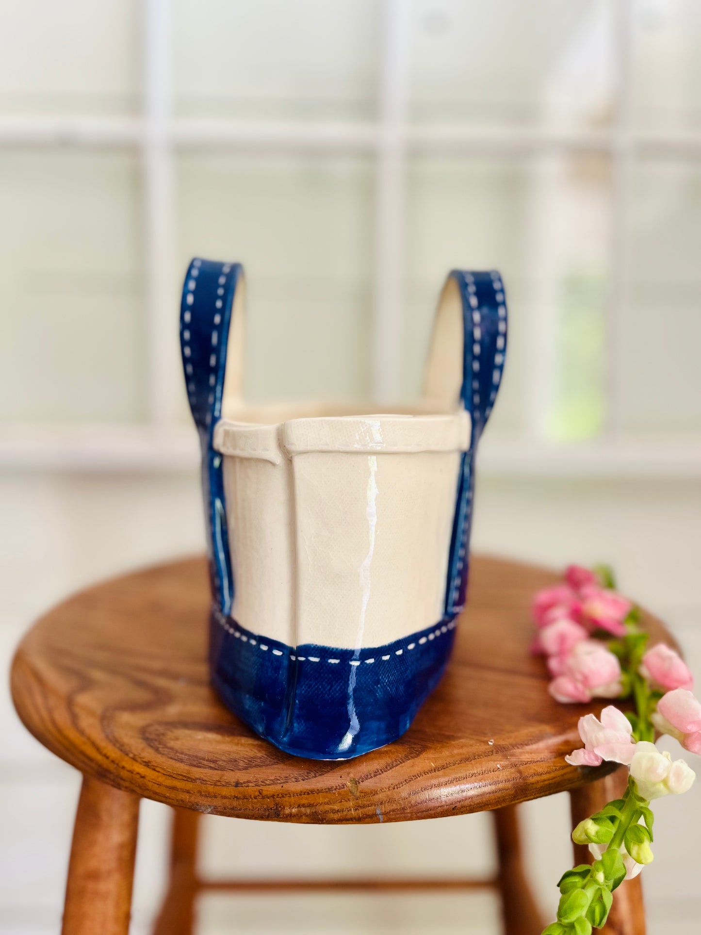 Tote Bag Planter: medium blue