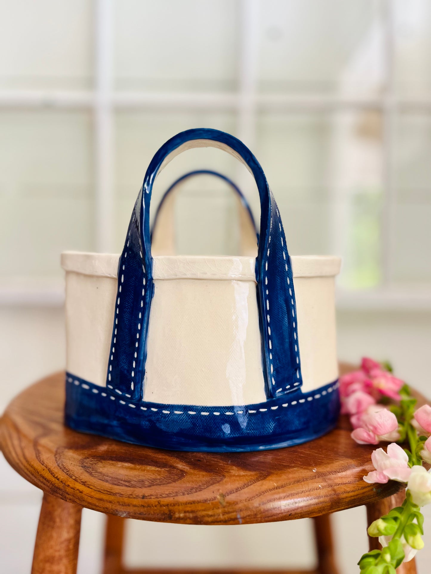Tote Bag Planter: medium blue