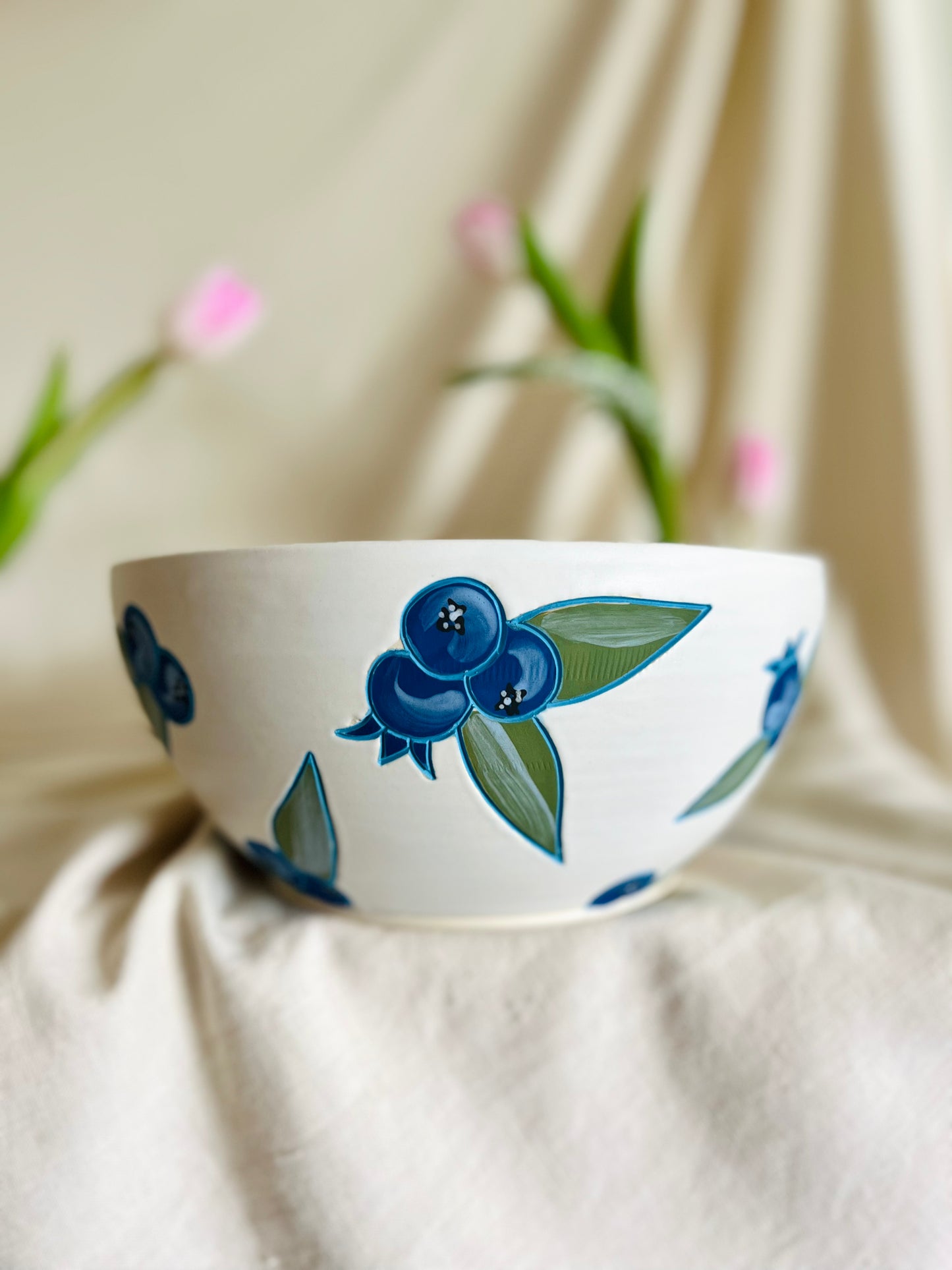 Blueberry Serving Bowl: matte white