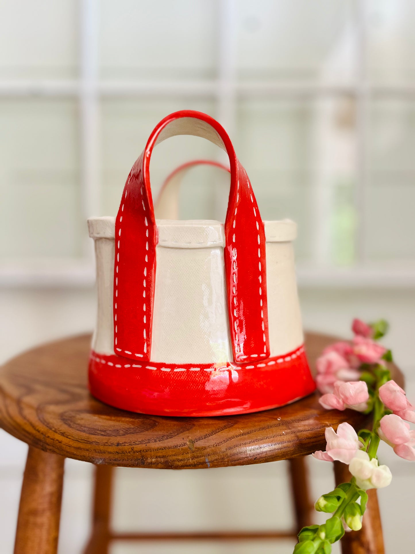 Tote Bag Planter: small red