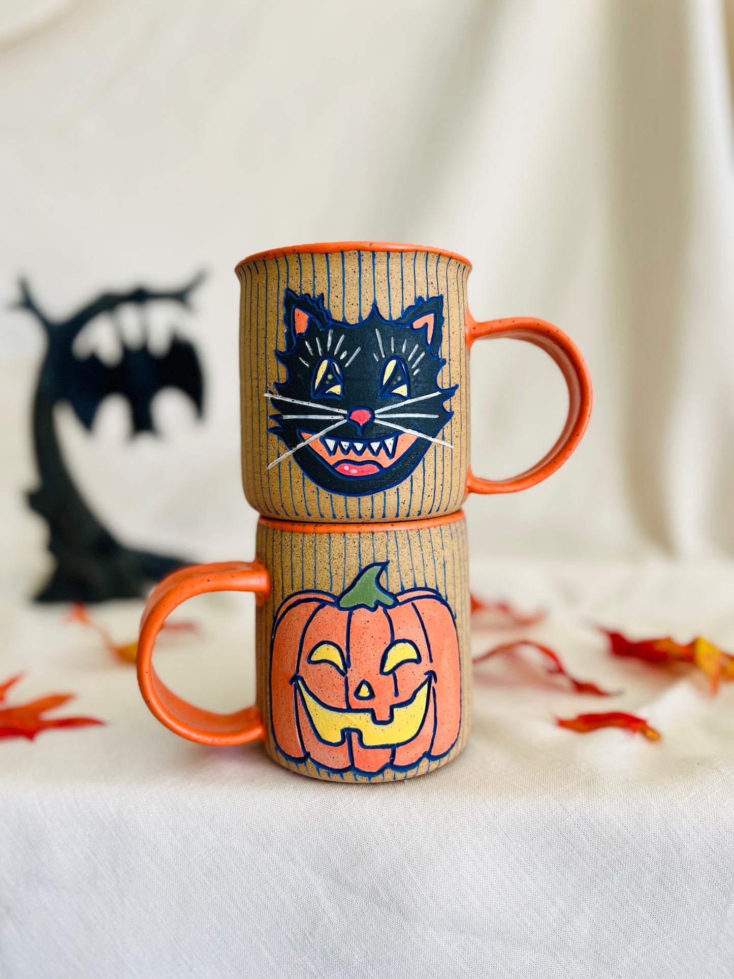 Black Cat + Pumpkin Mug