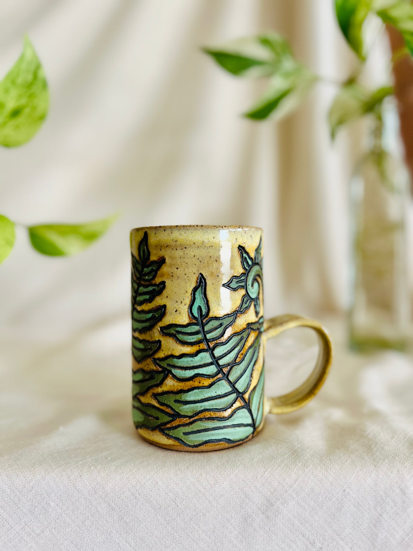Fiddlehead Fern Mug: yellow frost