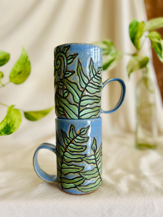 Fiddlehead Fern Mug: blue frost
