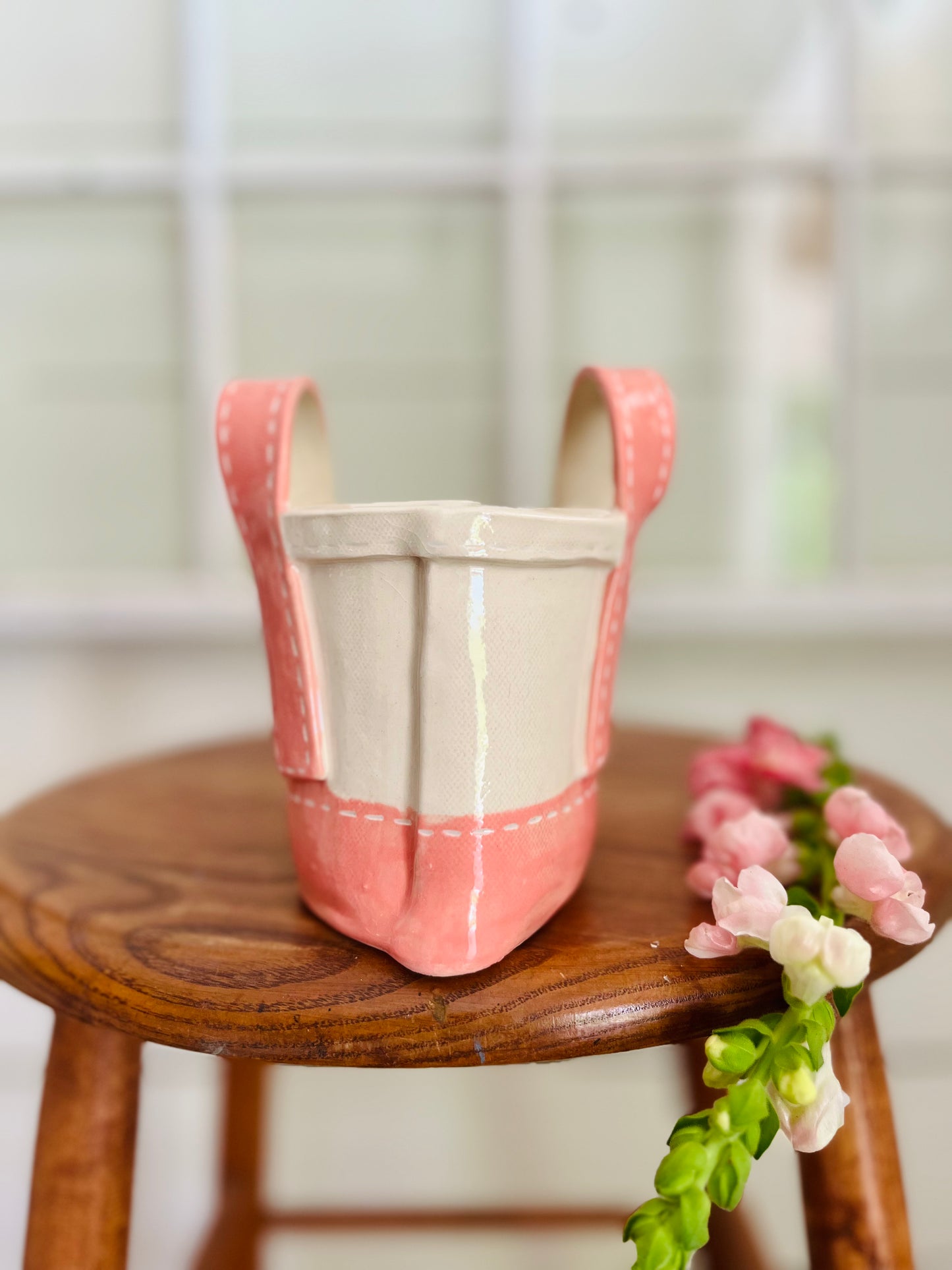 Tote Bag Vase: mini pink