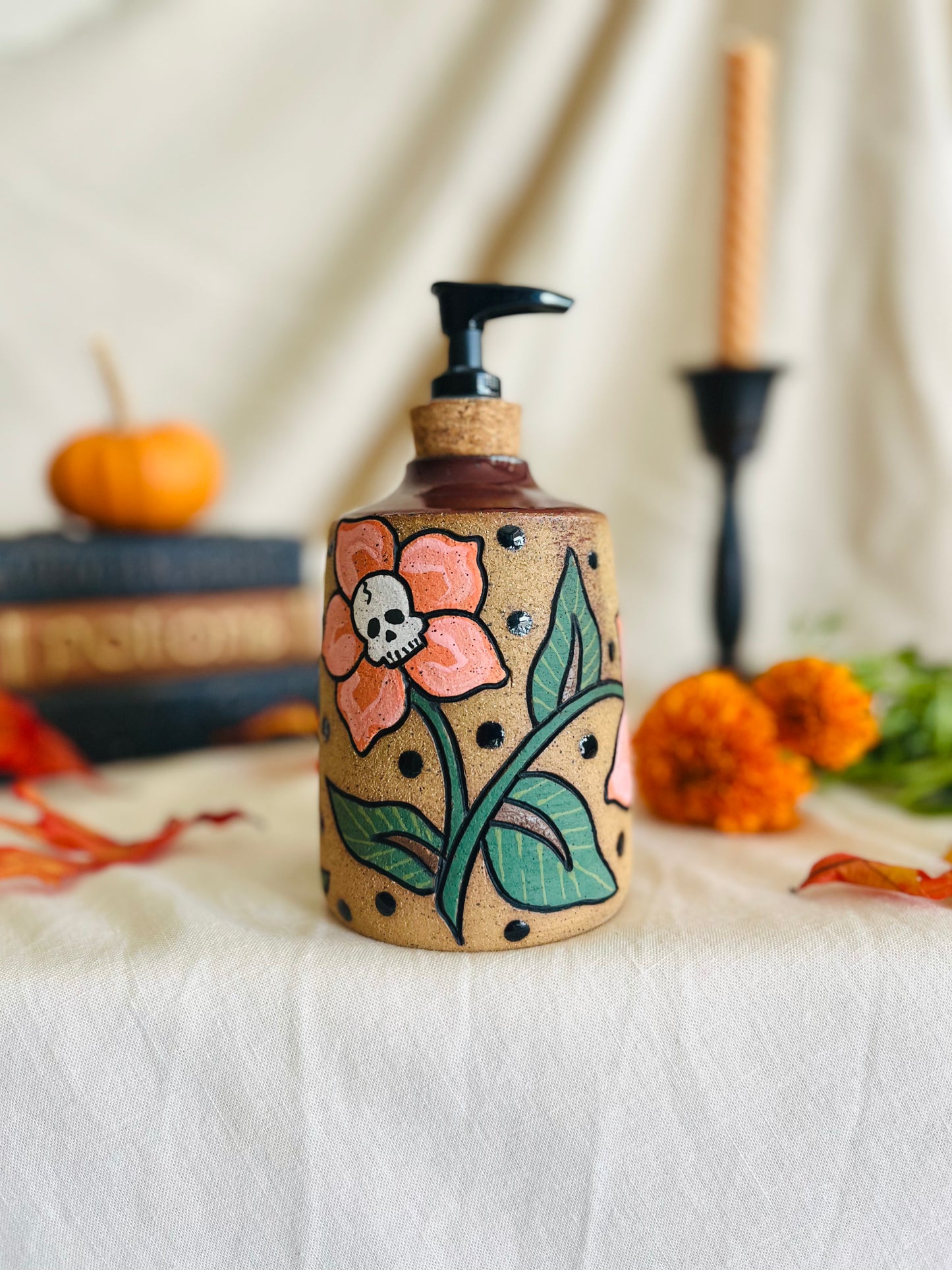 Skull Flower Soap Dispenser