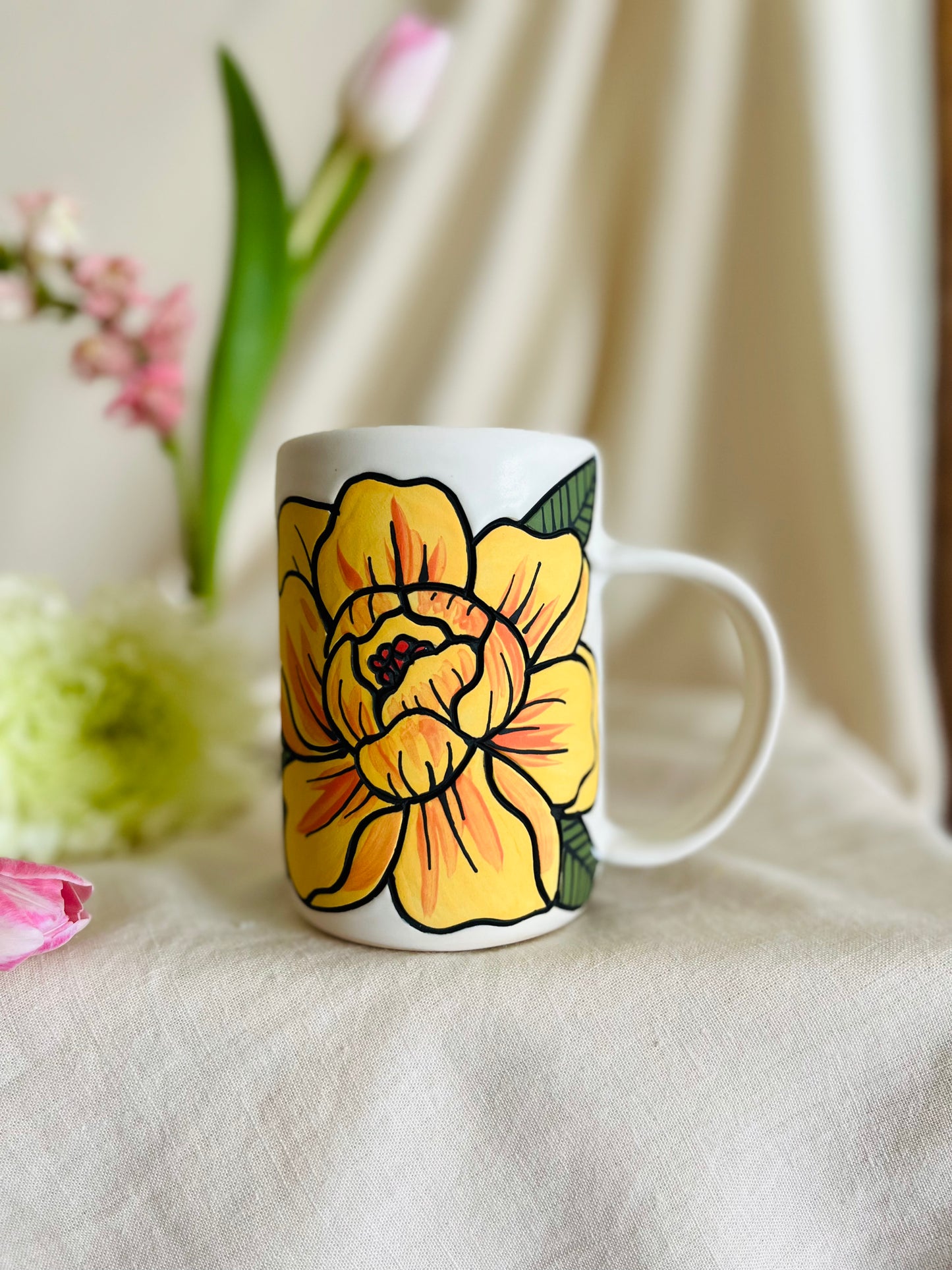 Peony Mug: yellow