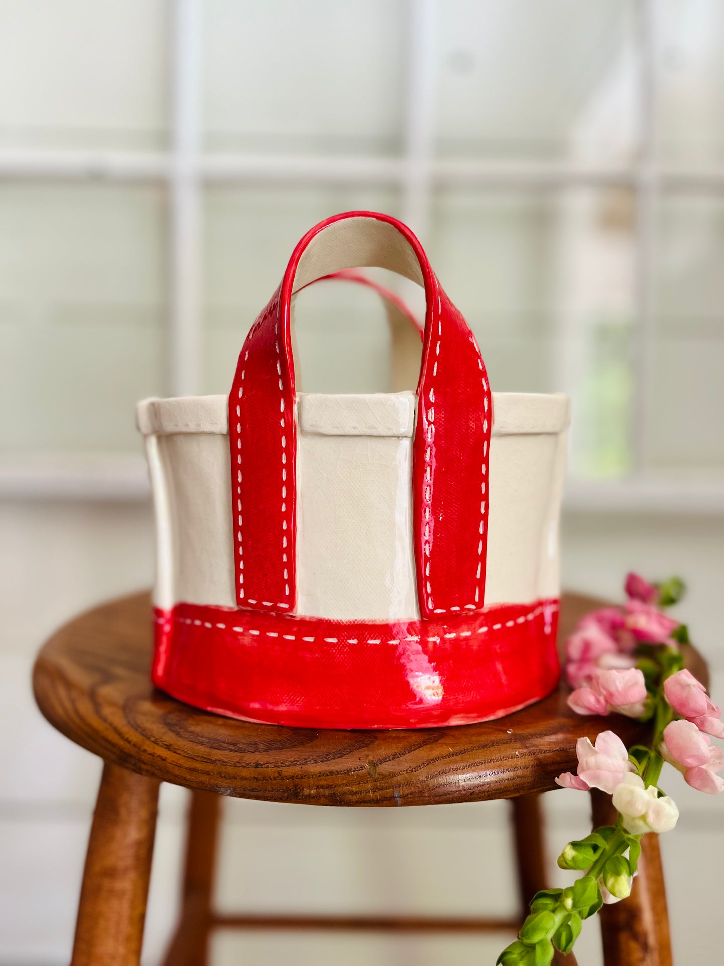 Tote Bag Planter: medium red