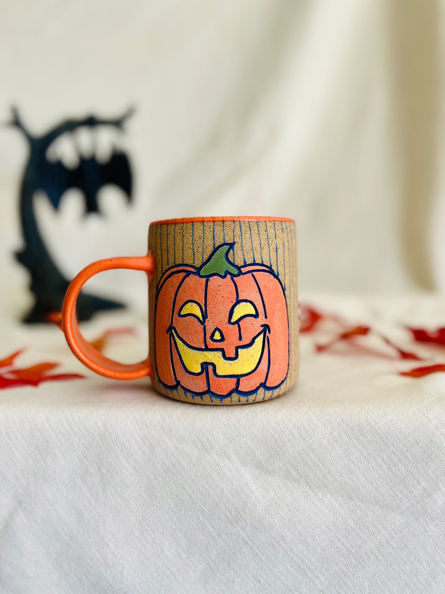 Black Cat + Pumpkin Mug