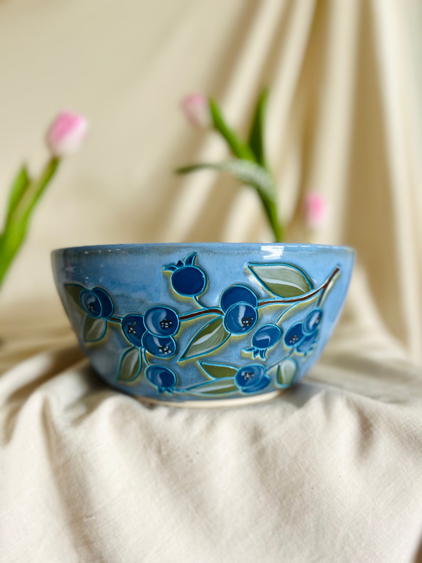 Blueberry Serving Bowl: frost blue