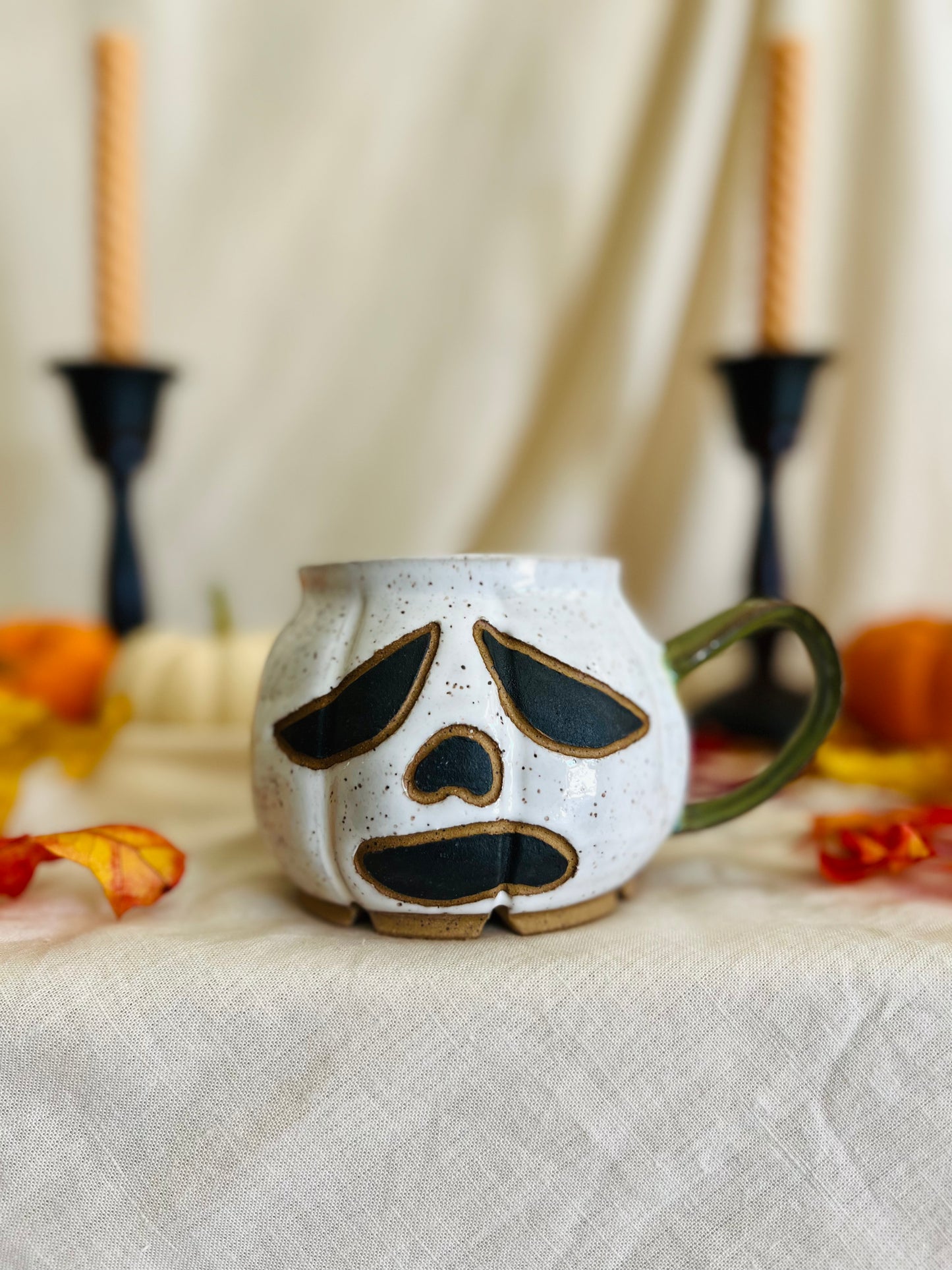 Pumpkin Mug: Spooky White Jack o' Lantern 5