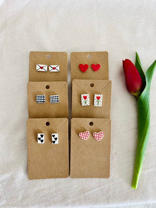Earrings: valentines studs