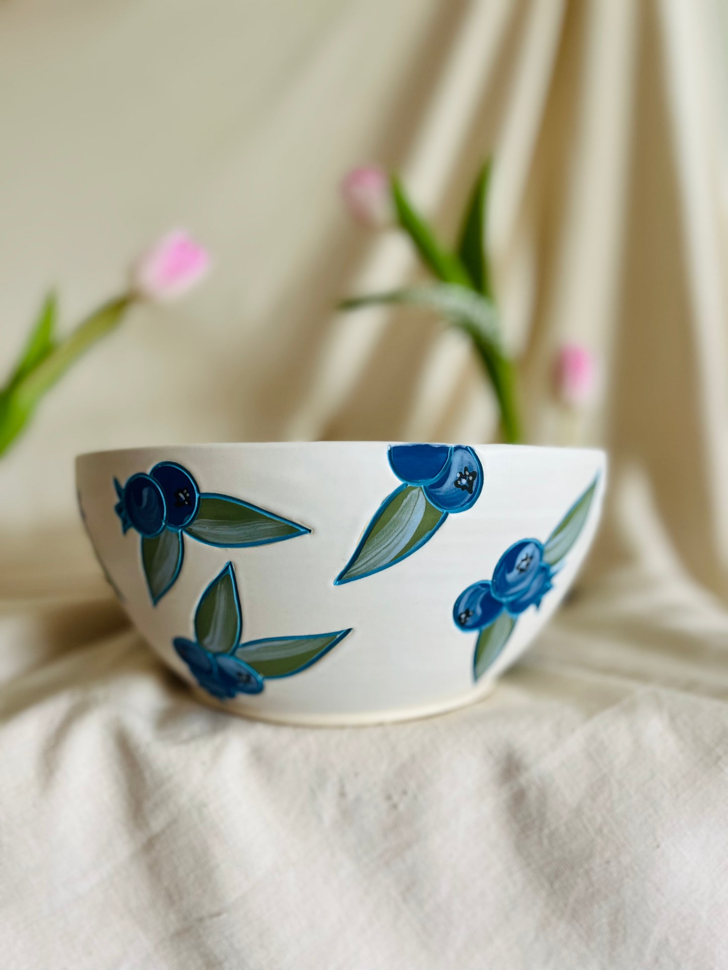 Blueberry Serving Bowl: matte white