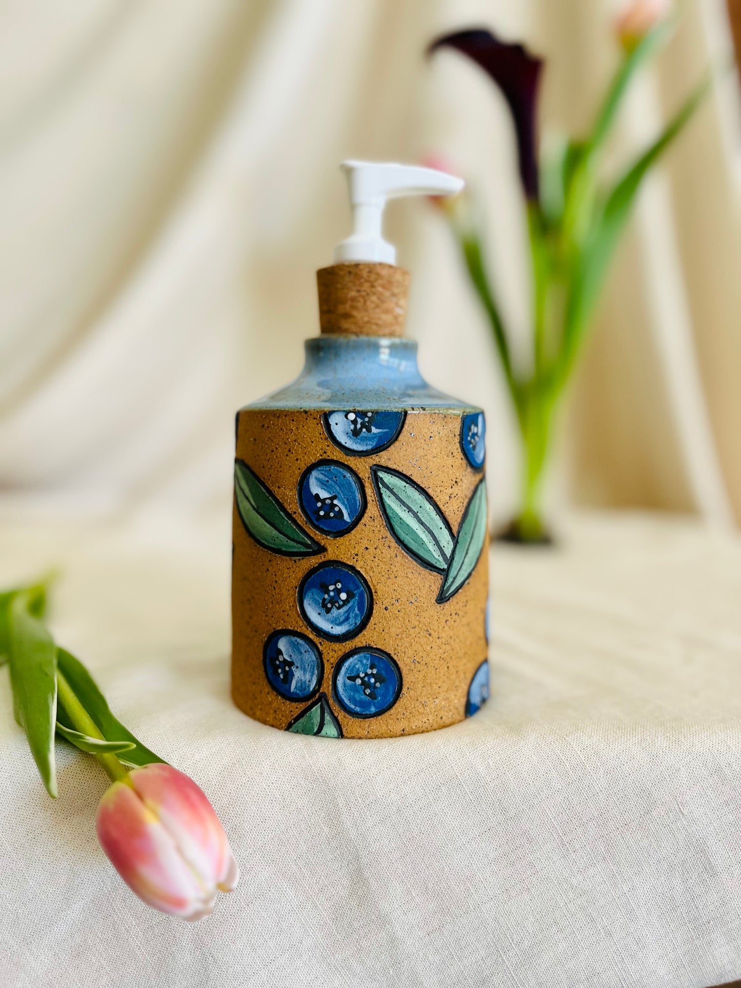 Blueberry Soap Dispenser: bare clay