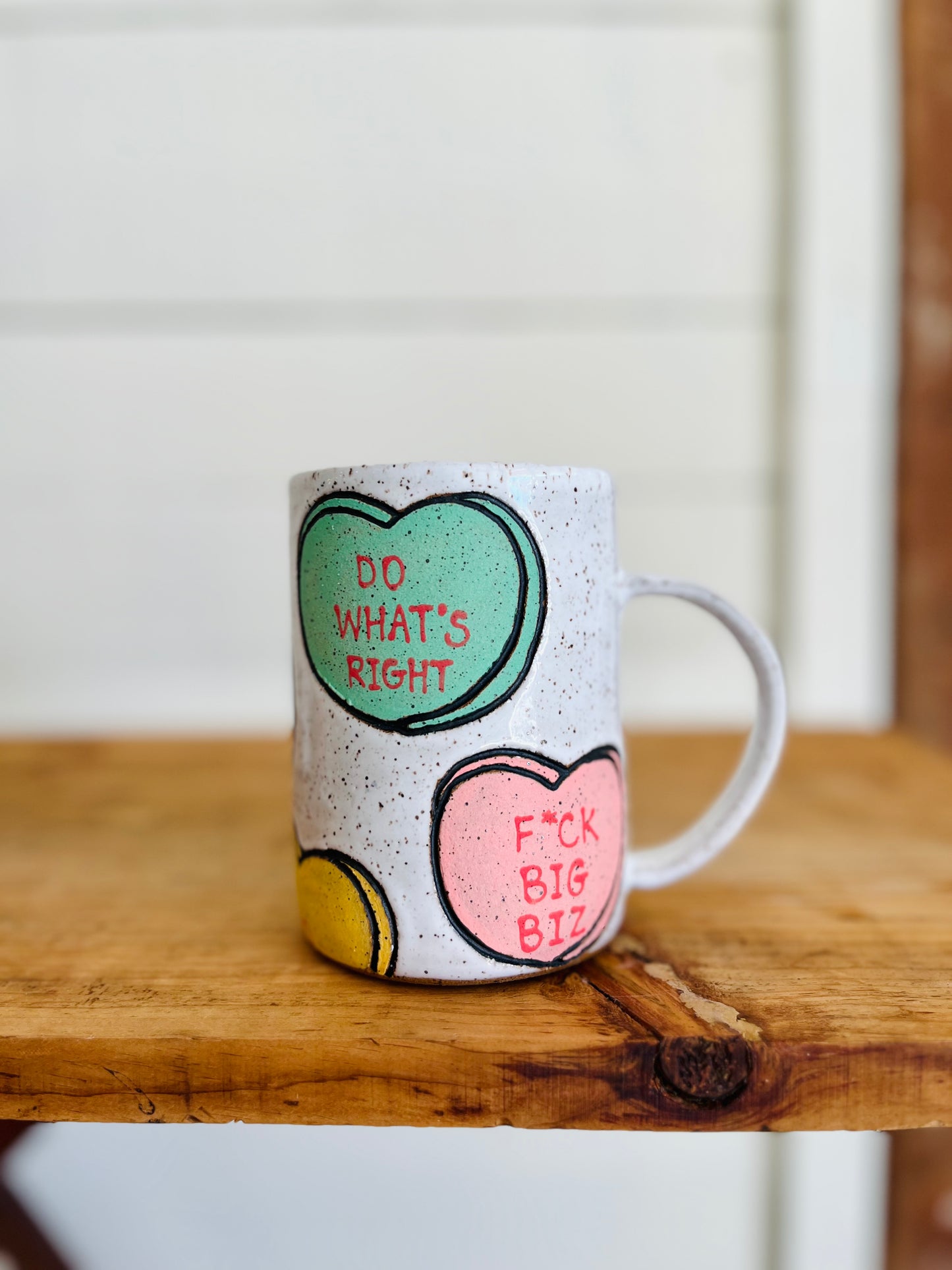 'Not To Get Political' Conversation Hearts Mug: PREORDER