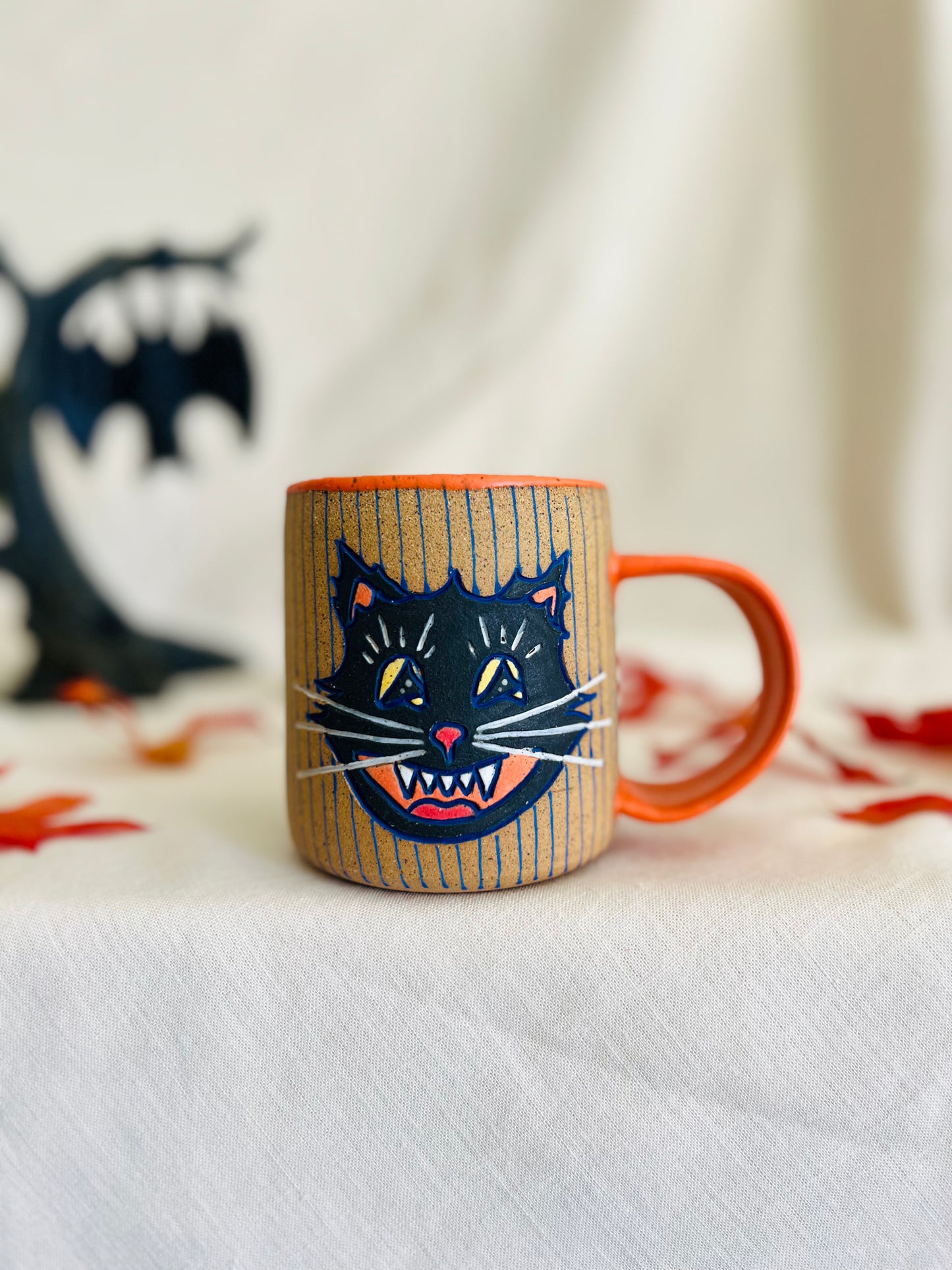 Black Cat + Pumpkin Mug