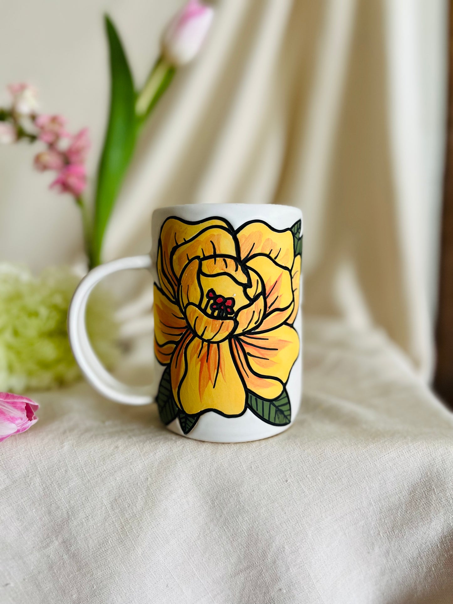 Peony Mug: yellow