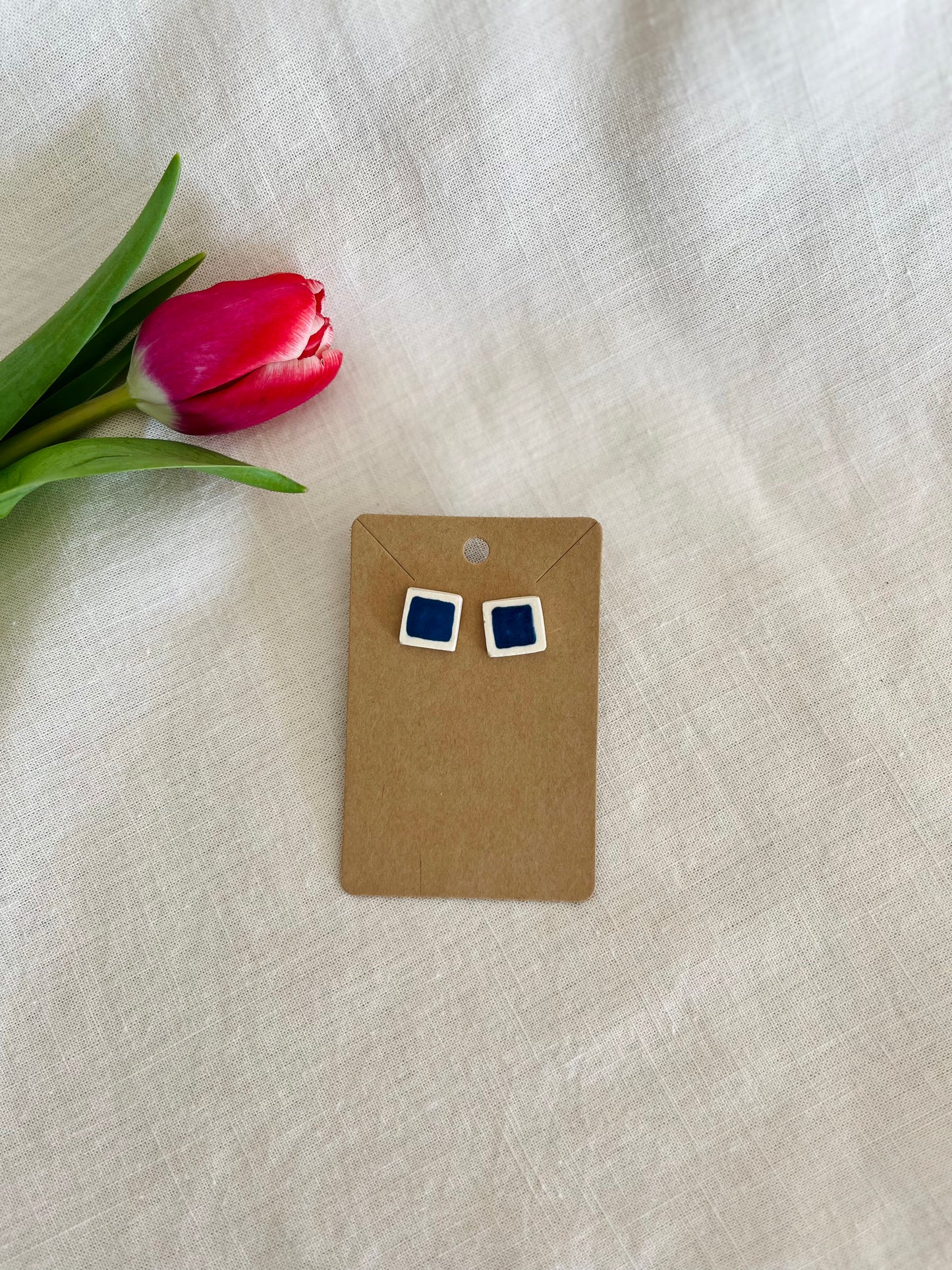 Earrings: block (stud)