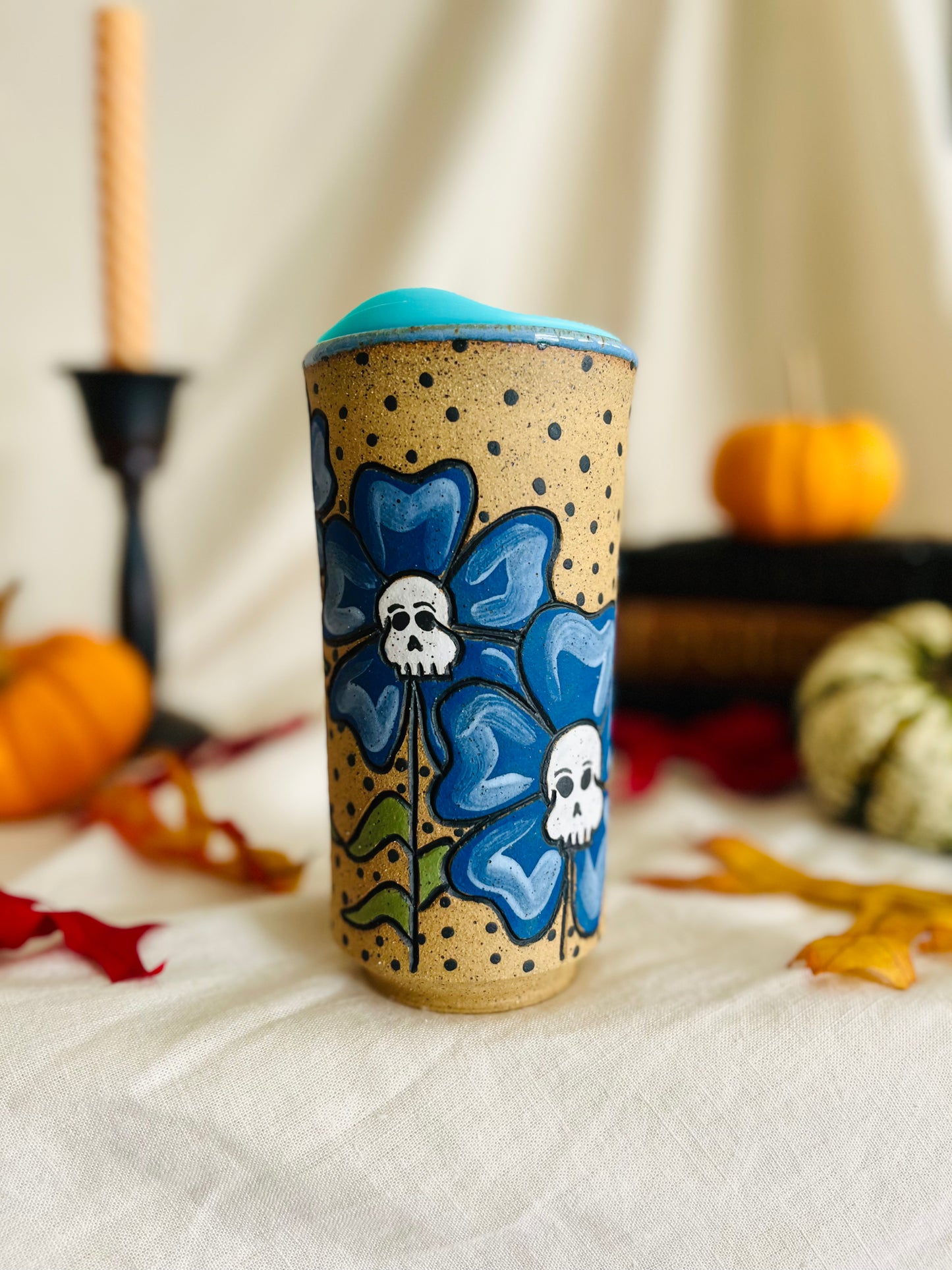 Skull Flowers Travel Cup