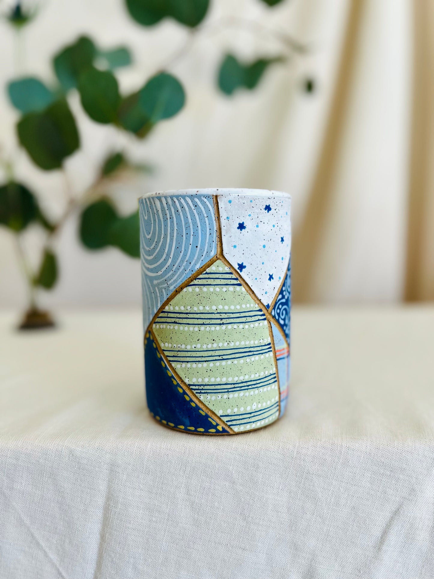 Patchwork Blues Mug 4 *not food safe*