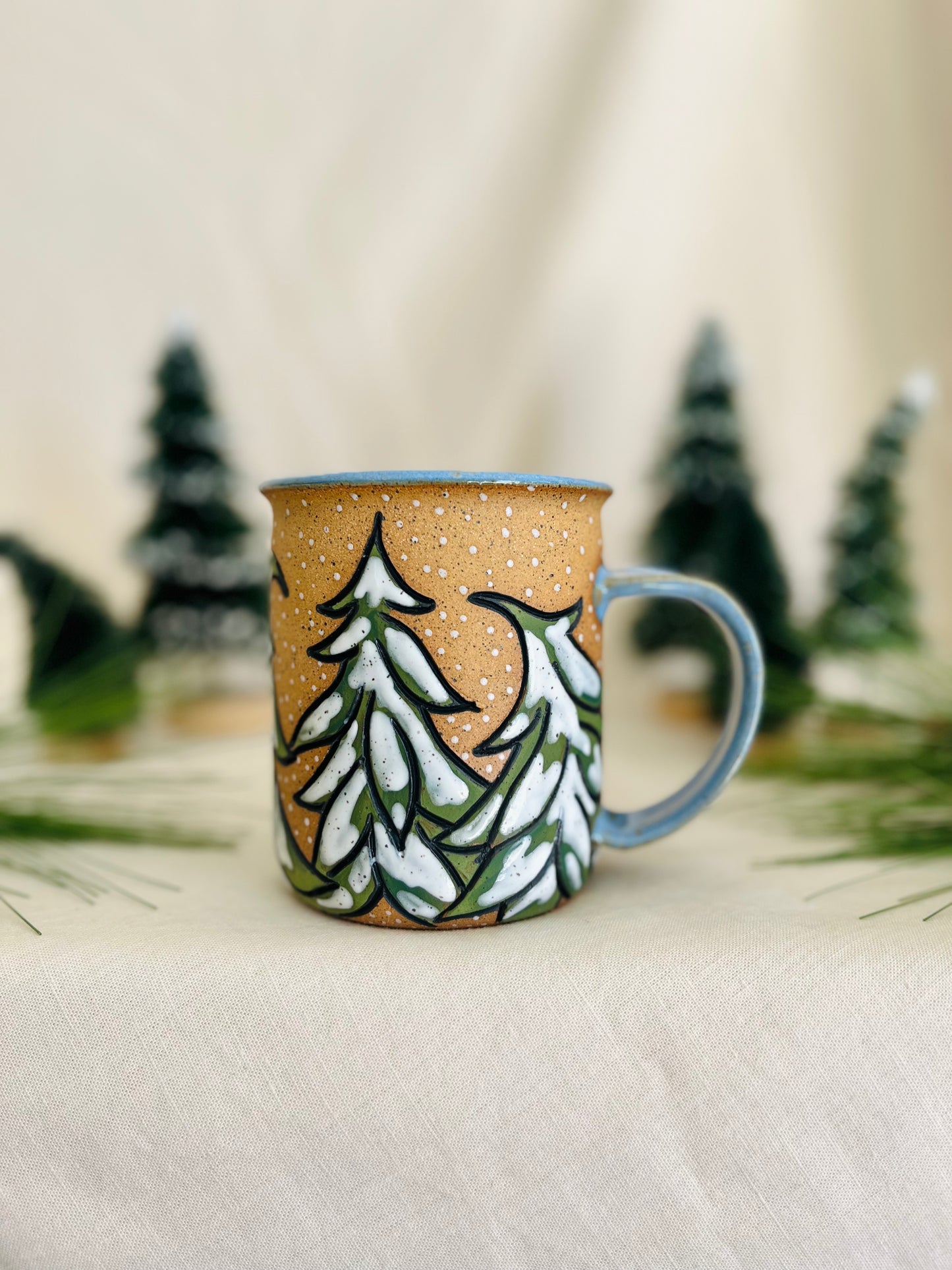 Snowy Forest Mug: frosted blue