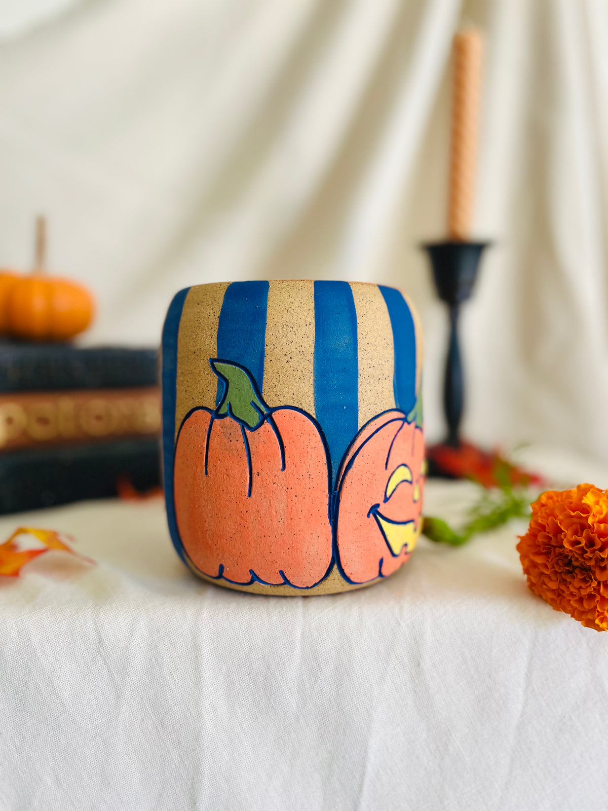 Pumpkin Stripe Utensil Vase