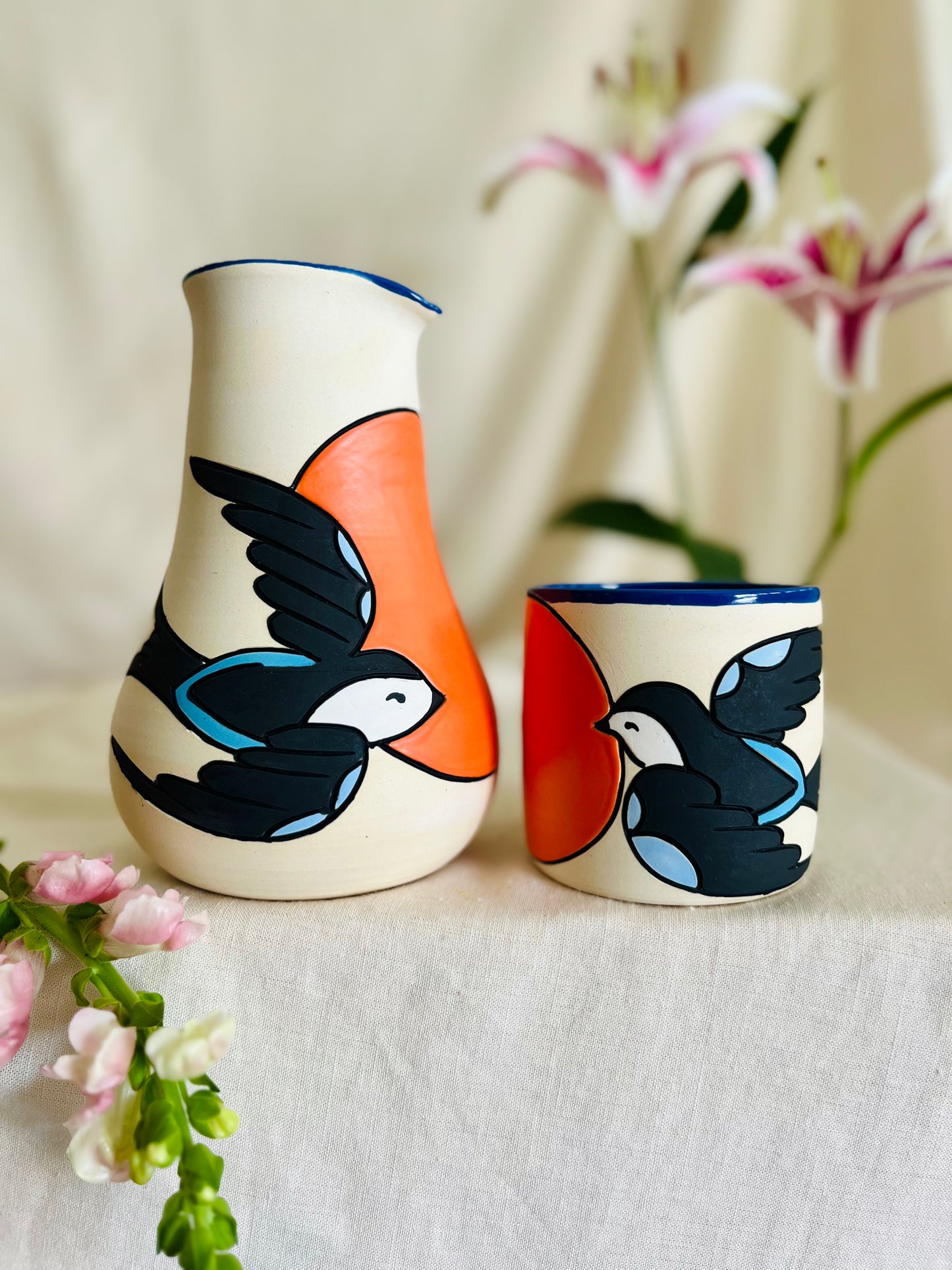Sparrow Carafe + Cup Set