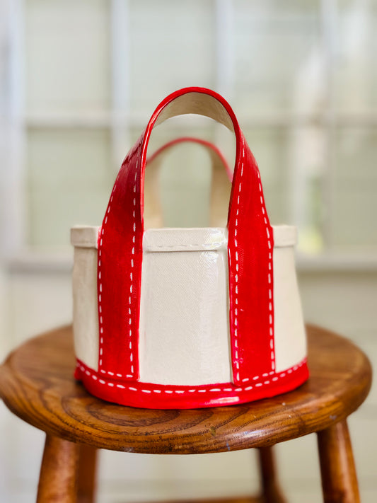 Tote Bag Vase: medium red