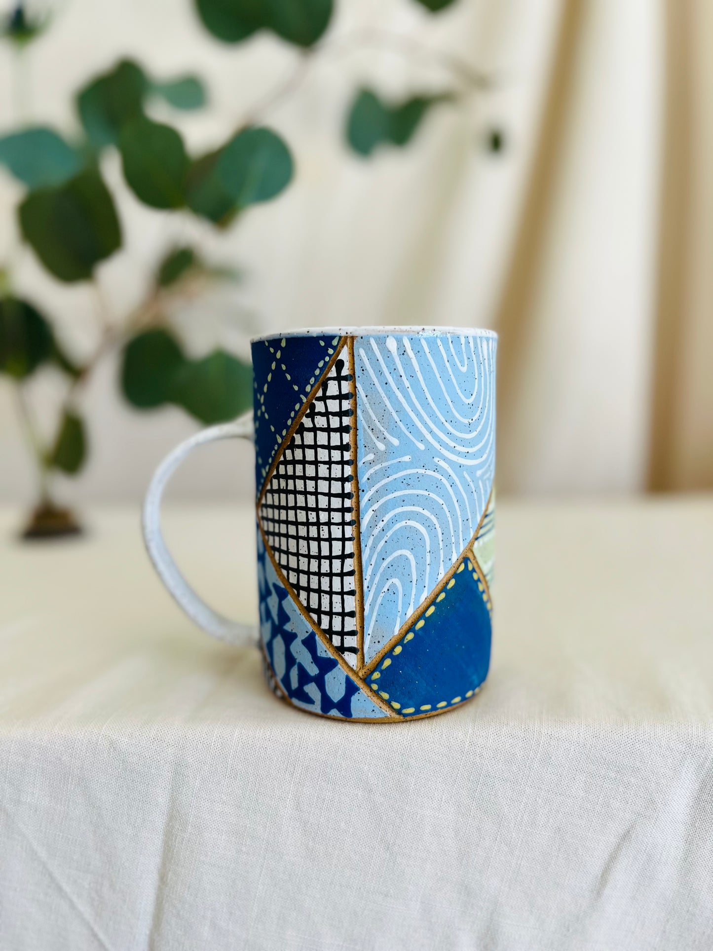 Patchwork Blues Mug 4 *not food safe*