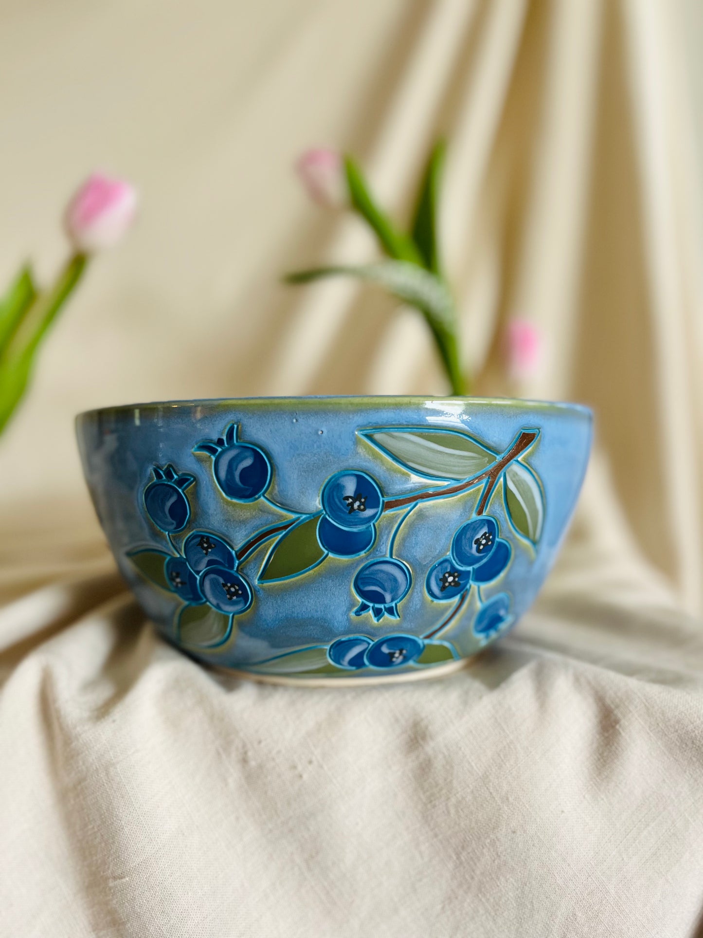 Blueberry Serving Bowl: frost blue