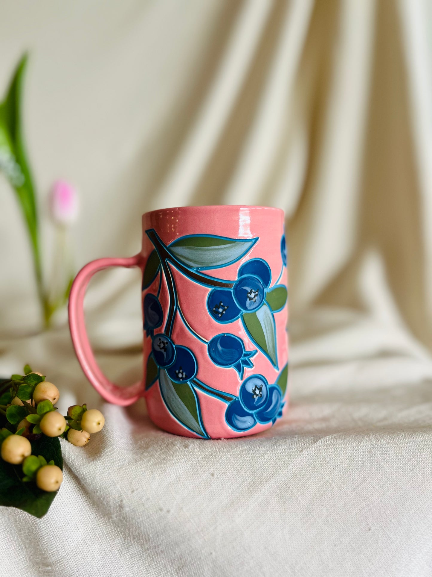 Blueberry Mug: pink