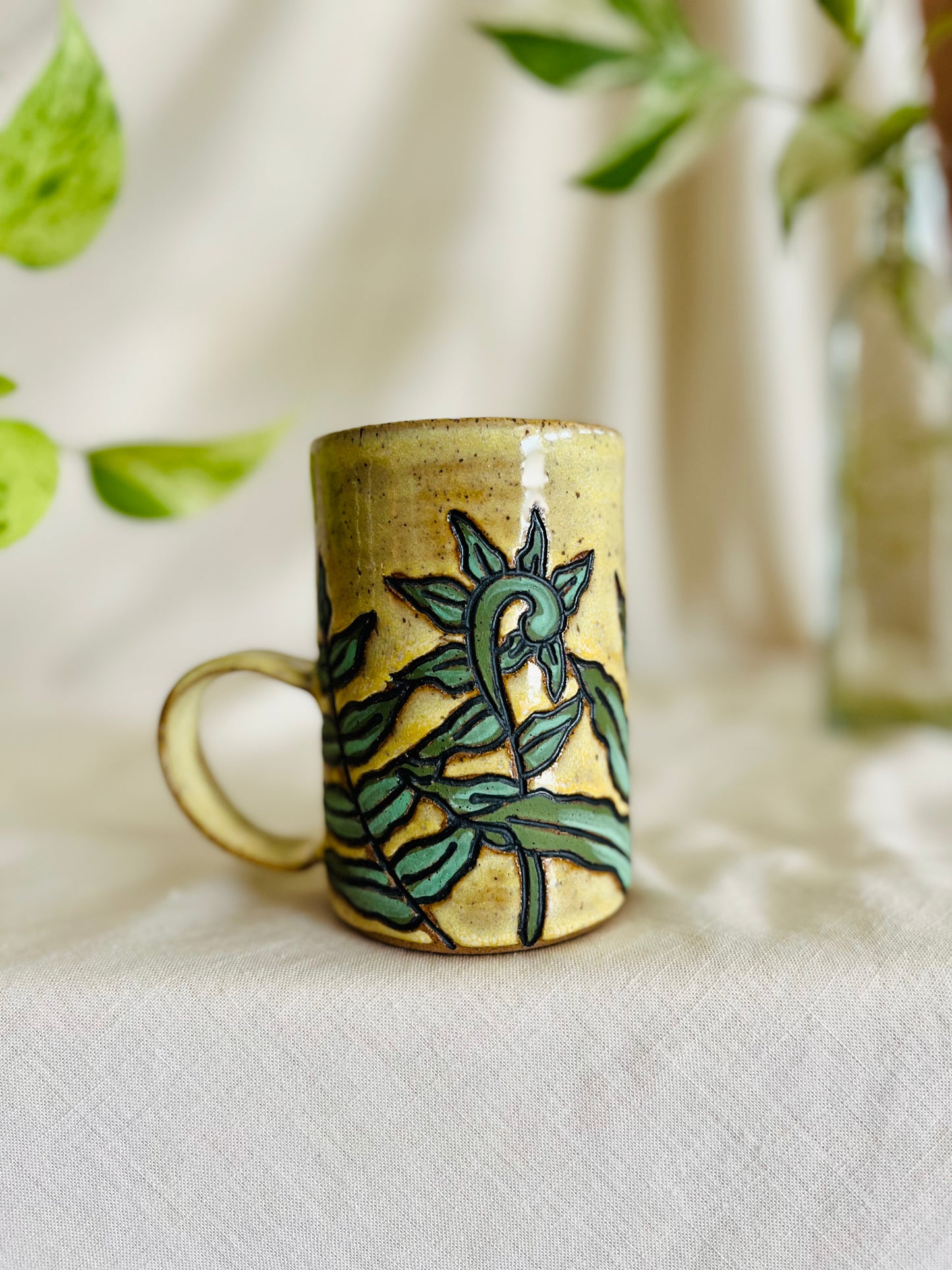 Fiddlehead Fern Mug: yellow frost