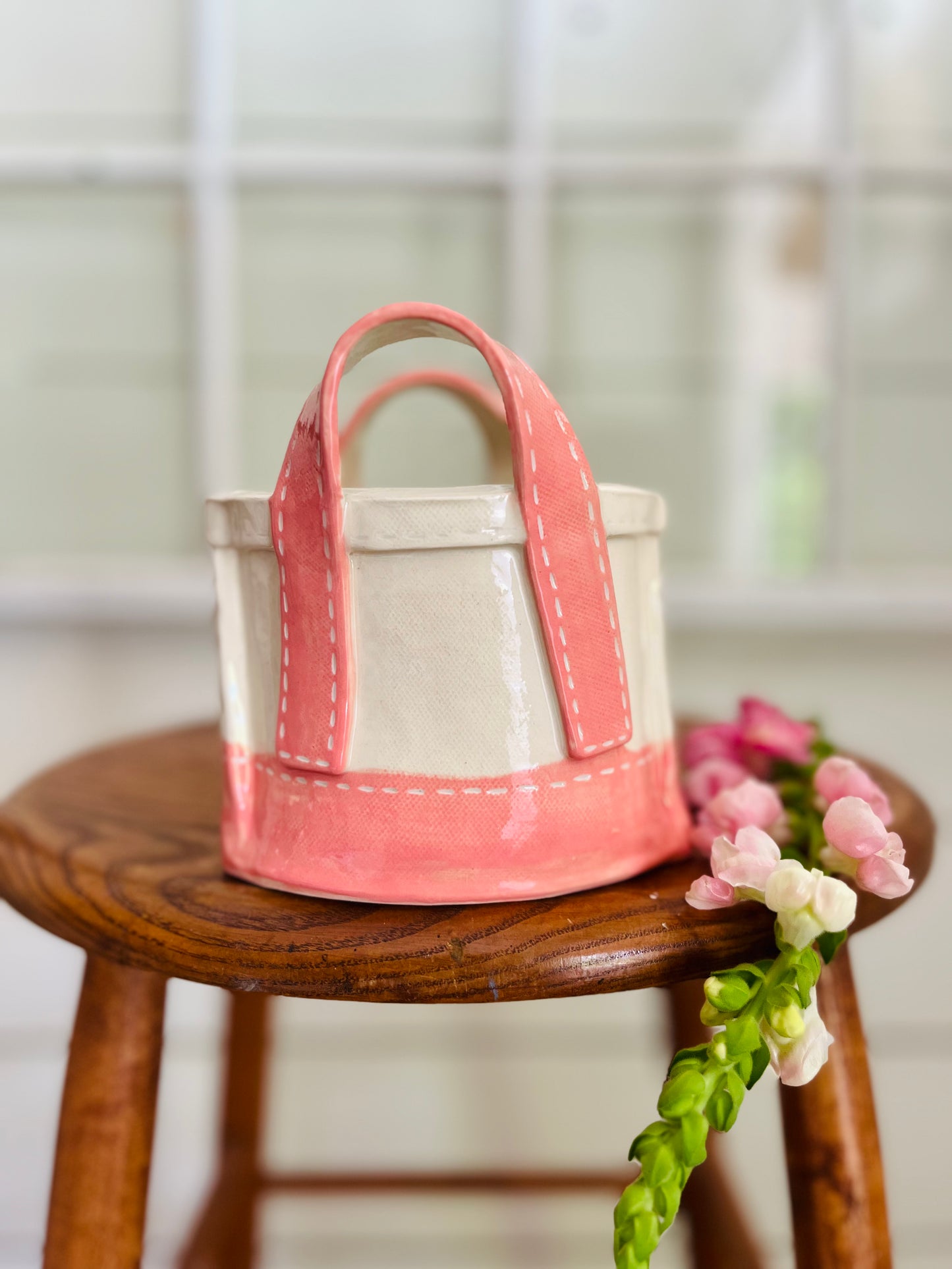 Tote Bag Vase: mini pink